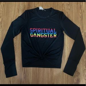 Spiritual Gangster Front Ties Shirt- Black (XS)